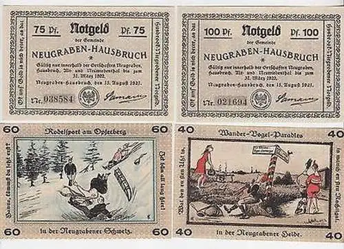 4 Banknoten Notgeld Gemeinde Neugraben Hausbruch 1921 kassenfrisch (109942)