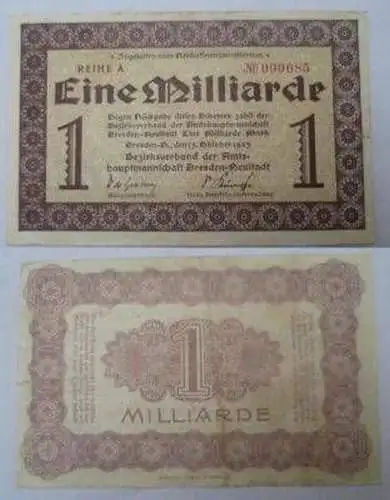 Banknote Inflation Dresden Neustadt 1 Milliarde Mark1923