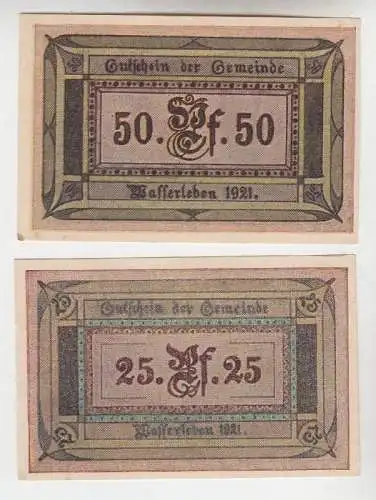 2 Banknoten Notgeld Gemeinde Wasserleben 1921 kassenfrisch (109868)