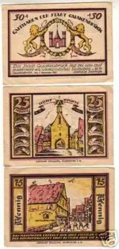 3 Banknoten Notgeld der Stadt Quackenbrück 1921