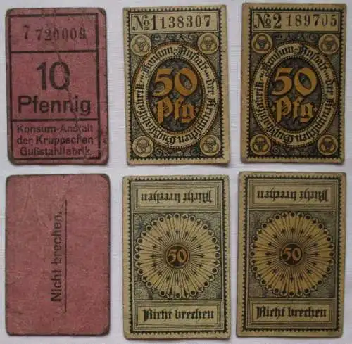 kompl. Serie 3 Banknoten Notgeld Reutergeld Gemeinde Dassow um 1921