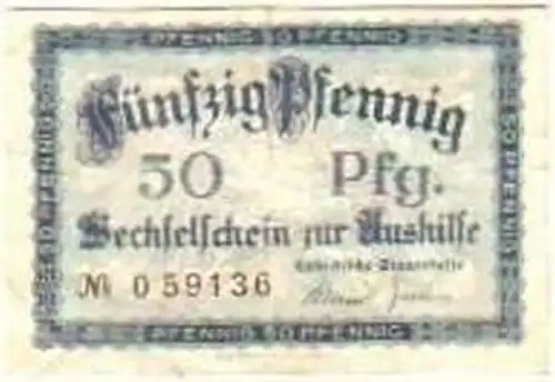 50 Pfennig Banknote Notgeld Lübecksche Staatskasse 1920