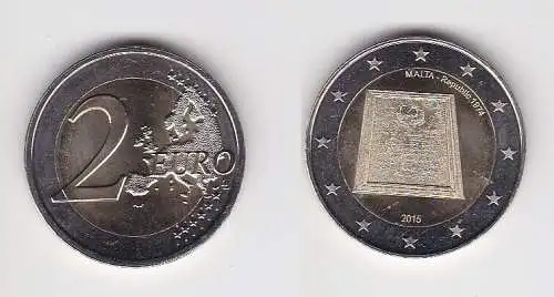 2 Euro Gedenkmünze Malta 2015 AUSRUFUNG DER REPUBLIK MALTA 1974 Mzz (167534)