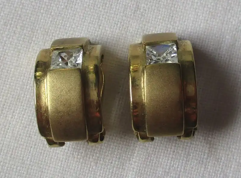 elegante 333er Gold Ohrringe Ohrklipser mit klarem Edelstein (121455) 0