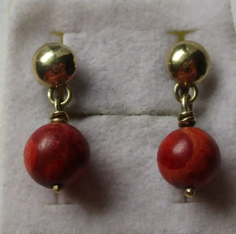 elegante 375er Gold Ohrringe mit Kugel Anhänger (153157) 0