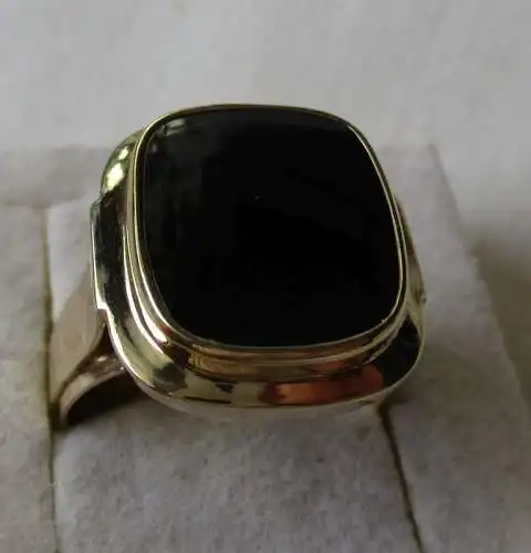 dekorativer 333er Gold Herrenring mit großem schwarzen Onyx (140859)