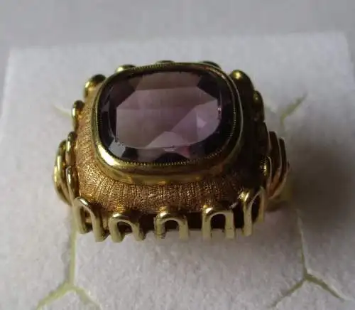 dekorativer großer 585er Gold Damenring mit schönem Amethyst (128167)