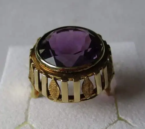 dekorativer großer 585er Gold Damenring mit schönem Amethyst (126607)