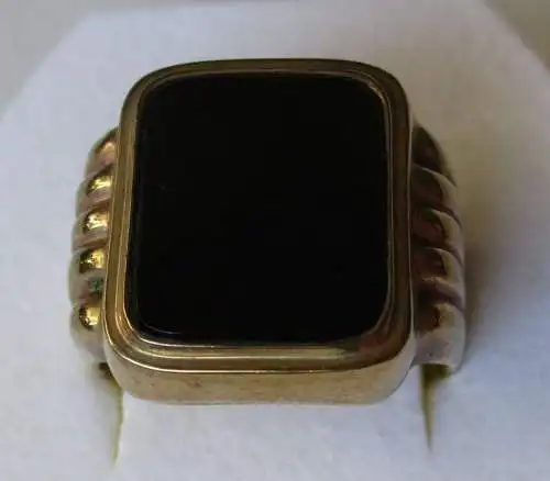 auffälliger 333er Gold Ring Siegelring mit riesigem Onyx Stein (103545)