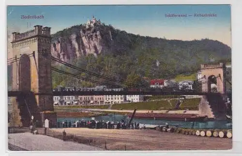 81477 Ak Bodenbach Děčín Schäferwand Kettenbrücke 1913