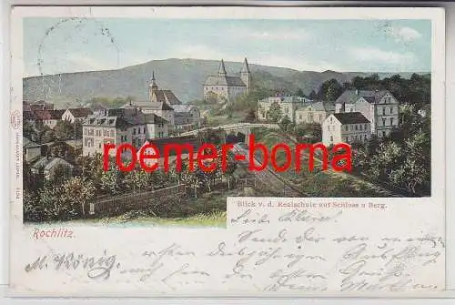 76649 Ak Rochlitz Blick v.d. Realschule auf Schloss u. Berg um 1900
