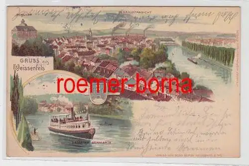76051 Mehrbild Ak Gruss aus Weissenfels Totale mit Schloß und Dampfer Germania