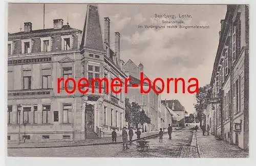 73493 Ak Saarburg Lothr. Schanzstraße mit Kaiserhof und Bürgermeisteramt 1916