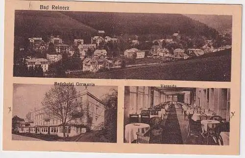 901163 Mehrbild Ak Bad Reinerz Duszniki-Zdroj - Badehotel Germania, Veranda 1921