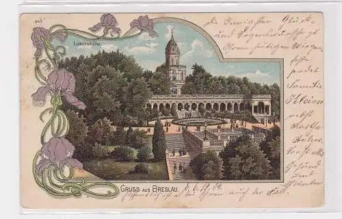 904747 Jugendstil Ak Gruss aus Breslau Liebichshöhe 1904