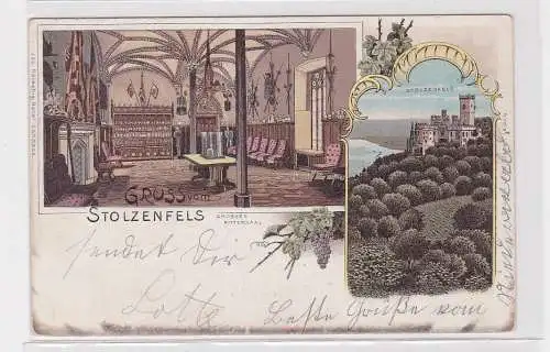 902311 Ak Lithografie Gruss aus Stolzenfels Grosser Rittersaal 1899