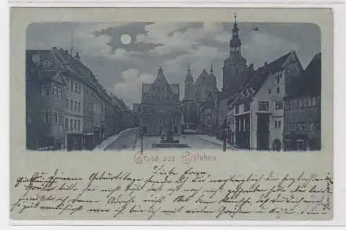 906689 Mondschein Ak Gruss aus Eisleben - Markt mit Lutherdenkmal 1898