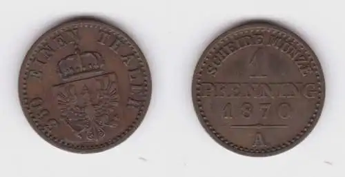 1 Pfennig Bronze Münze Preussen 1870 A f.vz (138078)