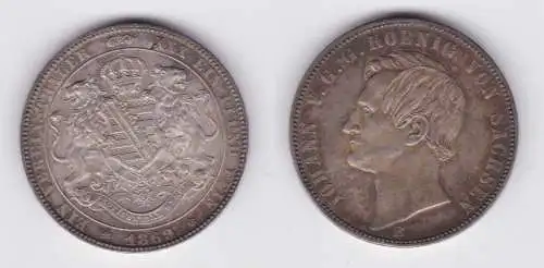 1 Vereinstaler Silber Münze Sachsen 1869 vz (144891)