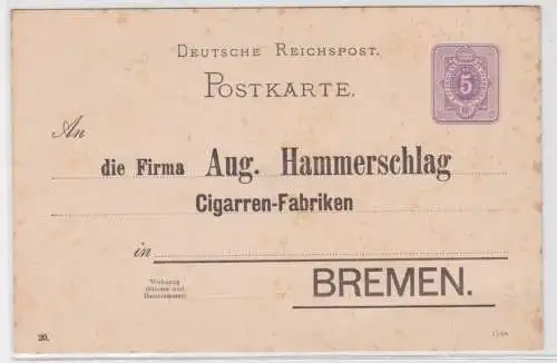 905267 DR Ganzsachen Postkarte P12 Zudruck Cigarrenfabrik Bremen Hammerschlag