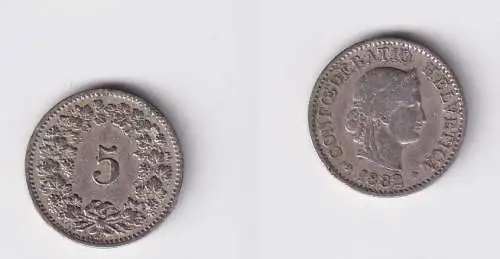 5 Rappen Kupfer Nickel Münze Schweiz 1882 B ss (146547)