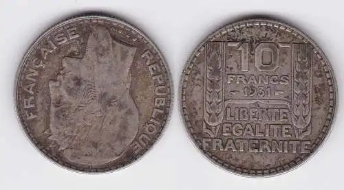 10 Franc Silber Münze Frankreich 1931 (152233)