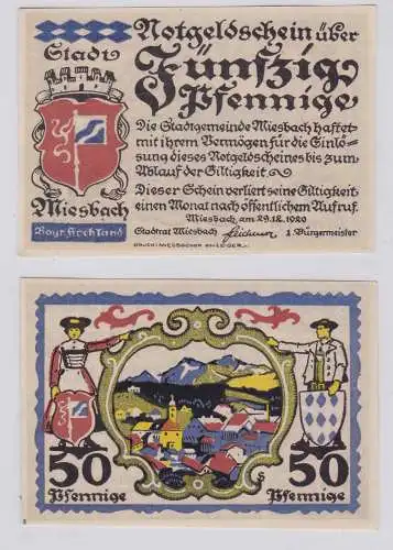 50 Pfennig Banknote Notgeld Stadt Miesbach 29.12.1920 (126586)