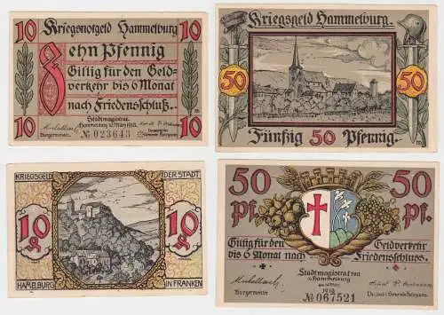 10 und 50 Pfennig Banknoten Kriegsgeld Hammleburg 10.März 1918 (130381)