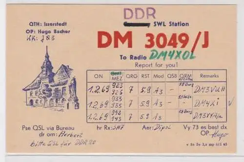 35863 QSL Karte Amateur Funker DDR Isserstedt Thüringen 1967