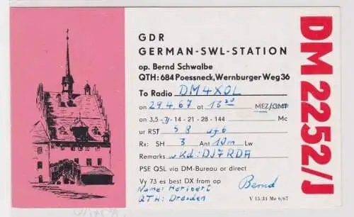 15710 QSL Karte Amateur Funker DDR Pößneck Thüringen Rathaus 1967