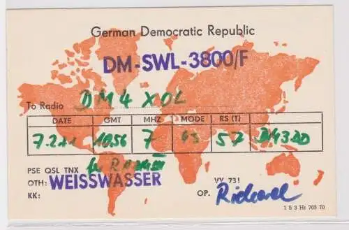 13466 QSL Karte Amateur Funker DDR Weißwasser 1971