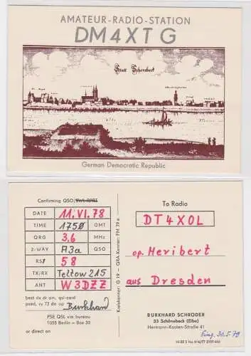 37032 QSL Karte Amateur Funker DDR Stadt Schönebeck an der Elbe 1978