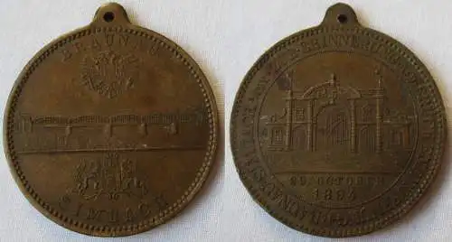 Bronze Medaille Erinnerung an die Brückeneröffnung Braunau Simbach 1894 (158795)