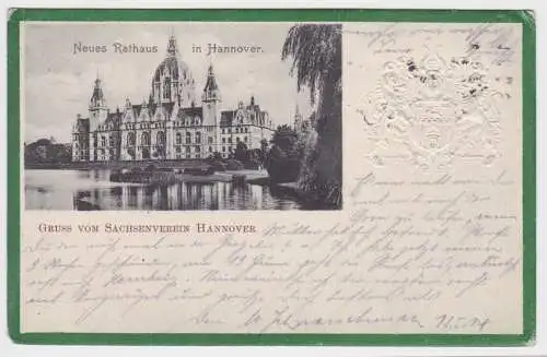 93070 Wappen Präge Ak Gruß vom Sachsenverein Hannover 1914