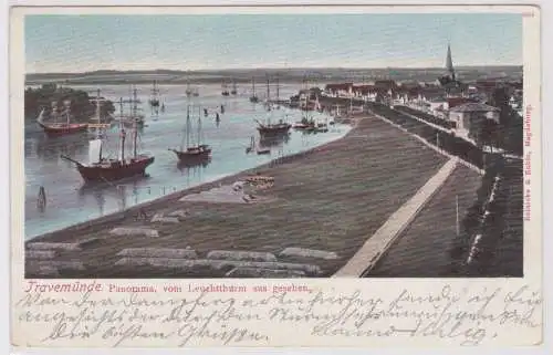 37895 Ak Travemünde  Panorama vom Leuchtturm aus gesehen 1903