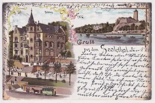 59594 Ak Lithographie Gruß aus dem Saalethal Halle Reilsburg 1898