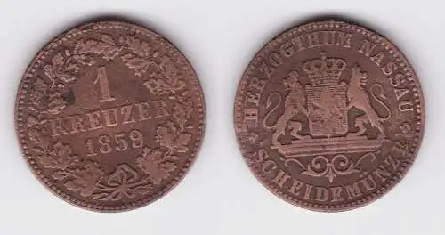 1 Kreuzer Kupfer Münze Baden 1859 (161309)