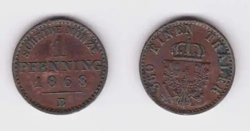 1 Pfennig Kupfer Münze Preussen 1868 B vz (161375)