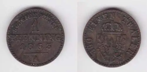 1 Pfennig Kupfer Münze Preussen 1863 A ss (161388)