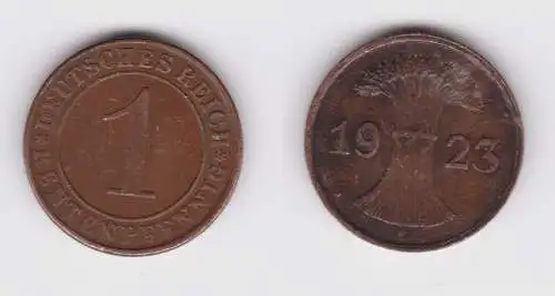 1 Rentenpfennig Kupfer Münze Deutsches Reich 1923 F Jäger 306 ss+ (156919)