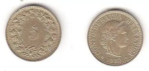 5 Rappen Messing Münze Schweiz 1983 (114112)