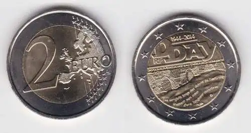 2 Euro Bi-Metall Münze Frankreich 2014 70. Jahreestag des D-Day (138301)