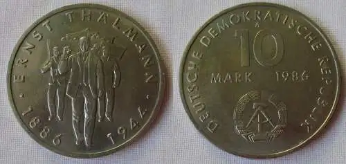 DDR Gedenk Münze 10 Mark Ernst Thälmann 1986 Stempelglanz (123777)