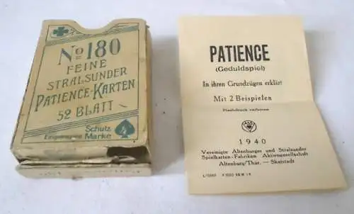 altes Stralsunder Kartenspiel Nr.180 Patience Karten von 1940