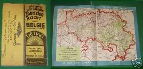 Touristen-Karte Belgien um 1950