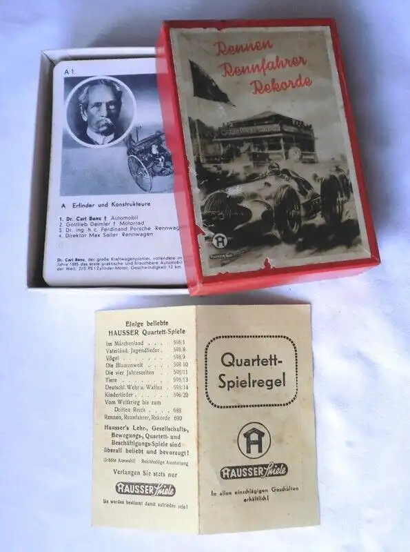 Kartenspiel Quartett 690 Hausser Rennen Rennfahrer Rekorde komplett (118865) 0