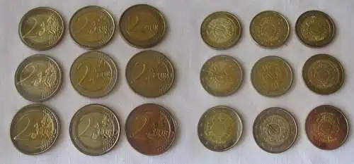 9 x 2 Euro Gedenk-Münzen 10 Jahre Euro Bargeld Stempelglanz 2012 (167366)