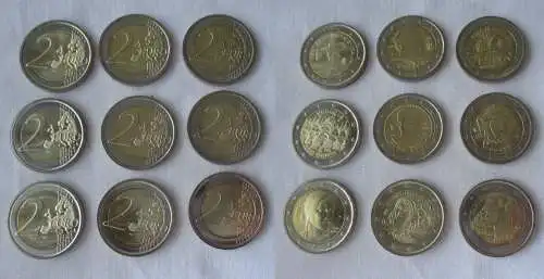 9 x 2 Euro Gedenk-Münzen Italien Stempelglanz 2011 bis 2019 (167596)