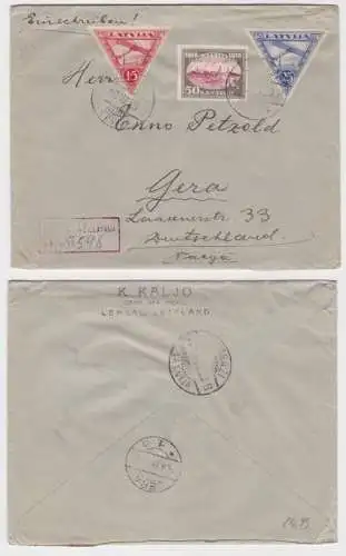 94683 seltener Luftpost Brief Lettland nach Gera 1929