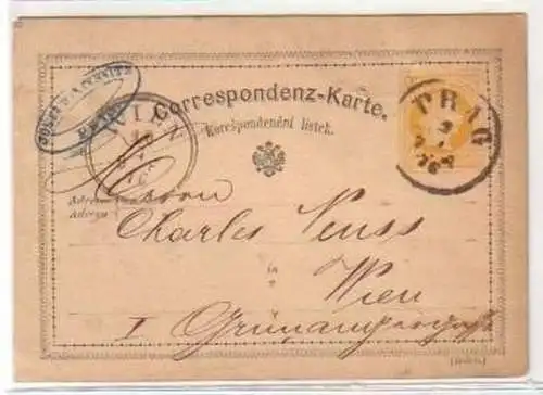 30367 Ganzsachen Postkarte Österreich Wien Prag 1876